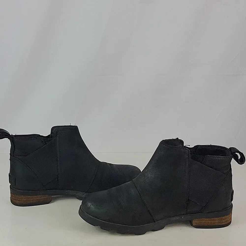 Sorel Emelie Chelsea Black Leather Women's Ankle Boots